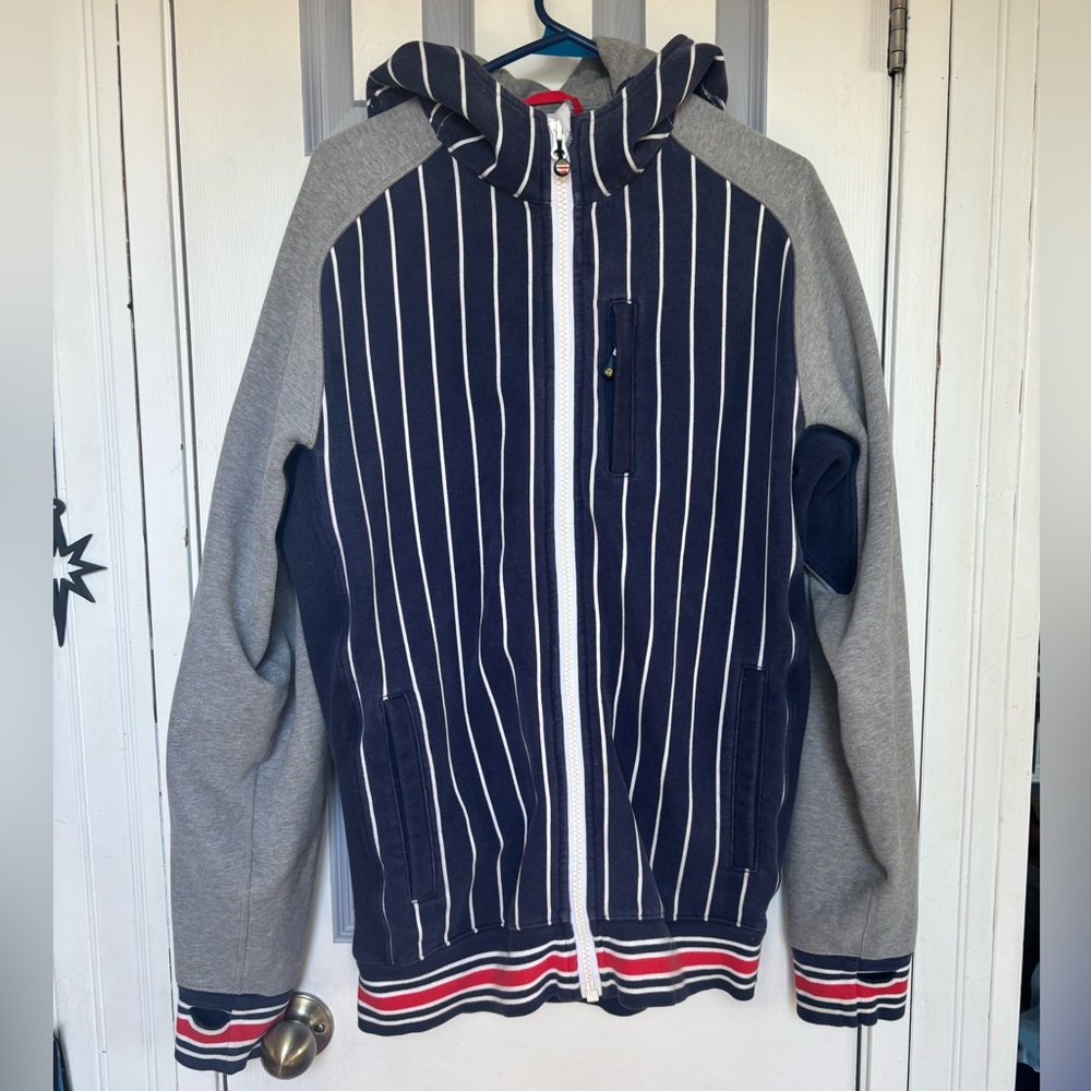 Lululemon Striped Navy and Gray Zip-Up Jacket
